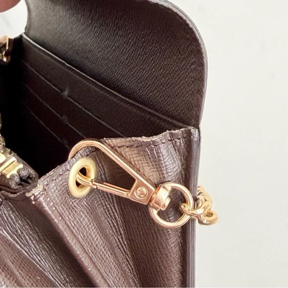 Excellent Louis Vuitton Damier Ebene Sarah wallet with strap - Picture 10 of 15